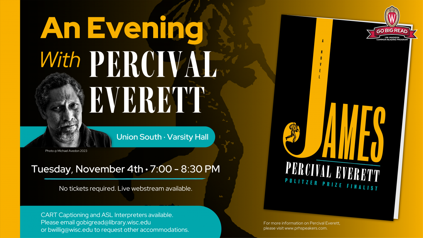 Poster for 2025 Go Big Read Author Keynote with Percival Everett